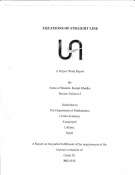 A Project Work Report: Equation of Straight Line