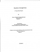 A Project Work Report:Equation of Straight Line