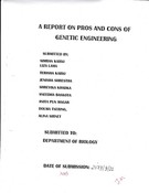A report on pros and cons of genetic engineering class-12